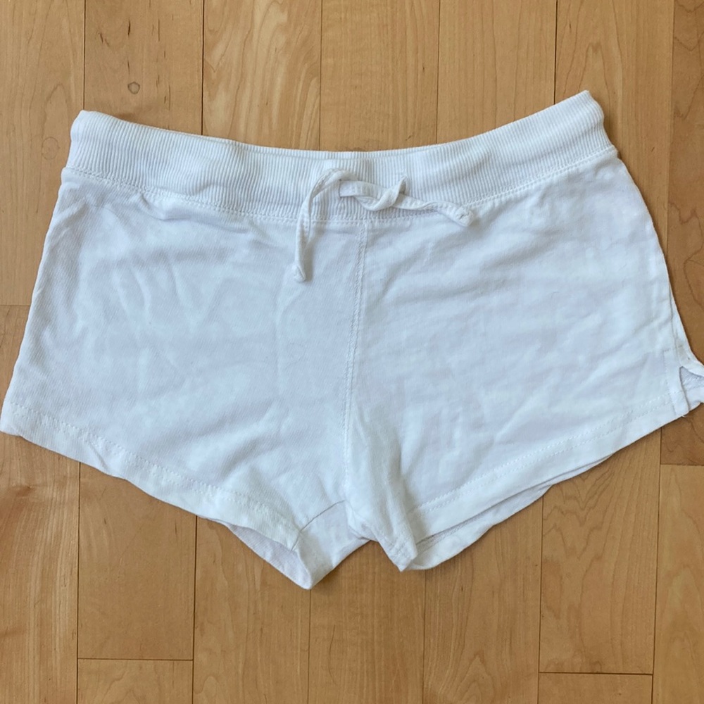 White 100% Cotton Fleece Shorts- Junior XL
